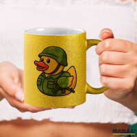 Glitzertasse Quietscheente Soldat Gummiente Bundeswehr 330ml