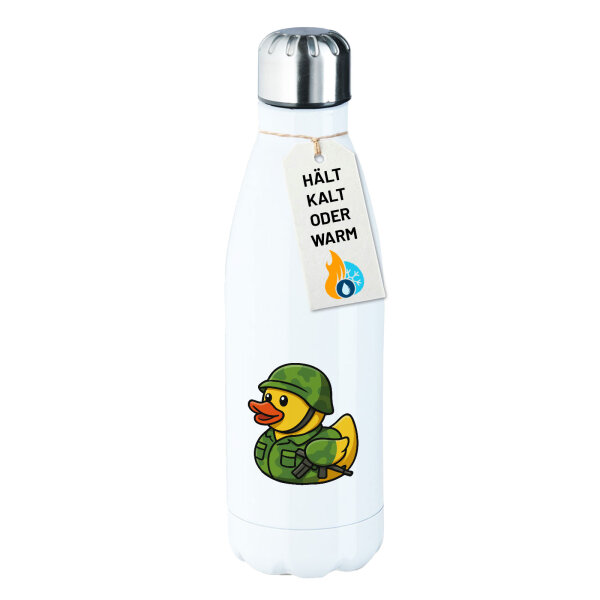 Edelstahl-Trinkflasche Quietscheente Soldat Gummiente Bundeswehr 500ml Wasserflasche
