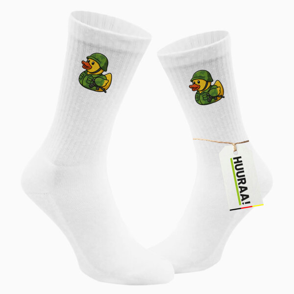 Unisex Socken Quietscheente Soldat Gummiente Bundeswehr Größe 37/46 White Motiv Tennissocken