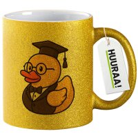 Glitzertasse Quietscheente Professor Gummiente Lehrer 330ml