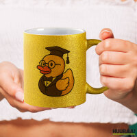 Glitzertasse Quietscheente Professor Gummiente Lehrer 330ml