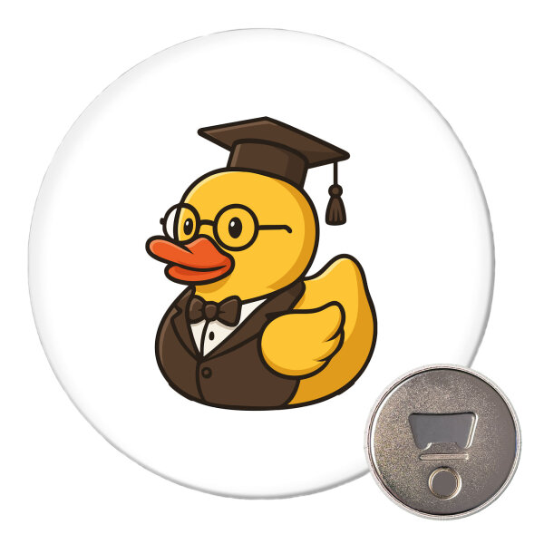 Magnet Quietscheente Professor Gummiente Lehrer 59mm Kühlschrankmagnet Flaschenöffner