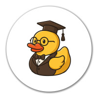 Aufkleber Quietscheente Professor Gummiente Lehrer 10cm rund