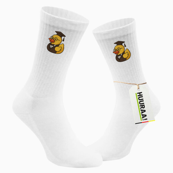 Unisex Socken Quietscheente Professor Gummiente Lehrer Baumwolle