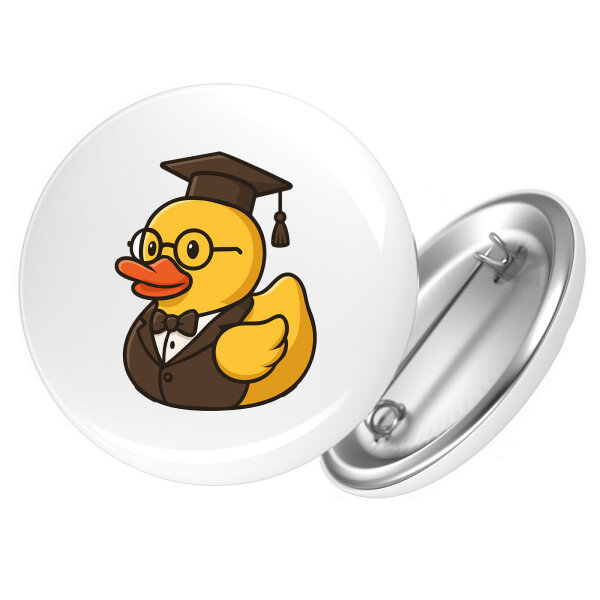 Button Quietscheente Professor Gummiente Lehrer