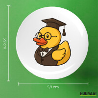 Button Quietscheente Professor Gummiente Lehrer rund