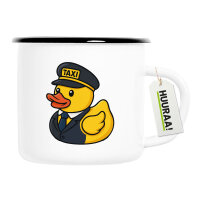 Emaille Tasse Quietscheente Taxi-Fahrer Gummiente...