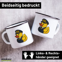 Emaille Tasse Quietscheente Taxi-Fahrer Gummiente...