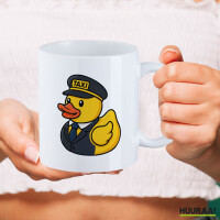Kaffeetasse Quietscheente Taxi-Fahrer Gummiente Chauffeur 330ml