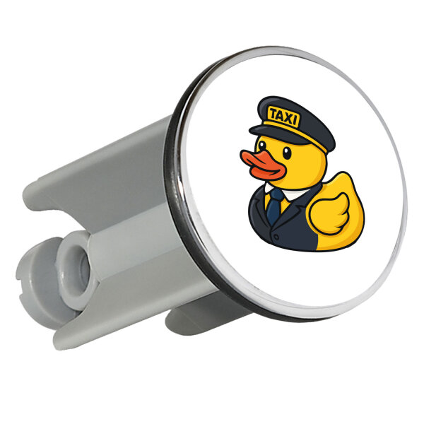 Waschbeckenstöpsel Quietscheente Taxi-Fahrer Gummiente Chauffeur 4cm Abflussstopfen