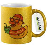 Glitzertasse Quietscheente Malle Gummiente Mallorca 330ml