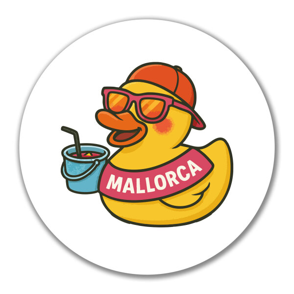 Aufkleber Quietscheente Malle Gummiente Mallorca 10cm