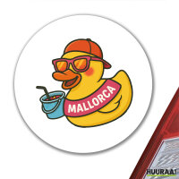 Aufkleber Quietscheente Malle Gummiente Mallorca 10cm rund