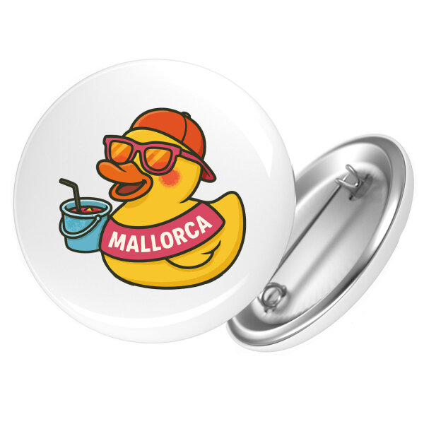 Button Quietscheente Malle Gummiente Mallorca rund