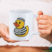 Kaffeetasse Quietscheente Gefängnis Gummiente Knast 330ml