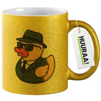 Glitzertasse Quietscheente Agent Gummiente Spion 330ml