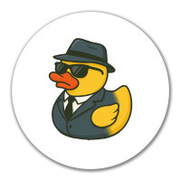 Aufkleber Quietscheente Agent Gummiente Spion 10cm