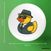 Button Quietscheente Agent Gummiente Spion rund