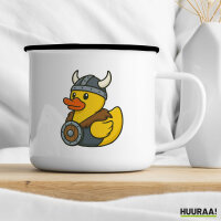 Emaille Tasse Quietscheente Wikinger Gummiente Viking 300ml Vintage
