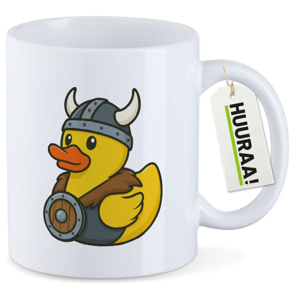 Kaffeetasse Quietscheente Wikinger Gummiente Viking 330ml