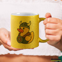 Glitzertasse Quietscheente Wikinger Gummiente Viking 330ml