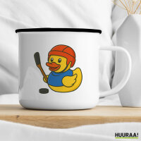 Emaille Tasse Quietscheente Eishockey Gummiente Hockey 300ml Vintage