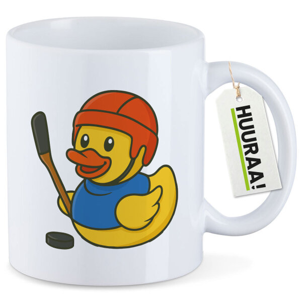 Kaffeetasse Quietscheente Eishockey Gummiente Hockey 330ml