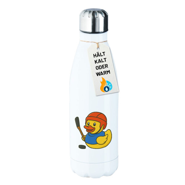 Trinkflasche Quietscheente Eishockey Gummiente Hockey 500ml Edelstahl Wasserflasche