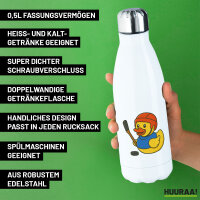 Trinkflasche Quietscheente Eishockey Gummiente Hockey 500ml Edelstahl Wasserflasche