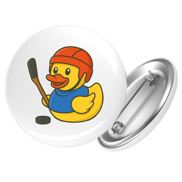 Button Quietscheente Eishockey Gummiente Hockey rund