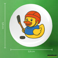 Button Quietscheente Eishockey Gummiente Hockey rund