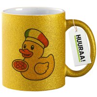 Glitzertasse Quietscheente Italien Gummiente Italiener 330ml