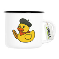 Emaille Tasse Quietscheente Frankreich Gummiente Franzose 300ml Vintage