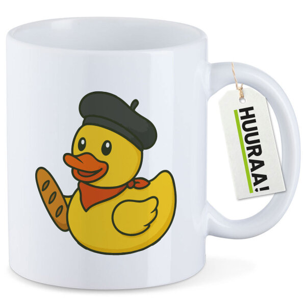 Kaffeetasse Quietscheente Frankreich Gummiente Franzose 330ml