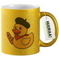 Glitzertasse Quietscheente Frankreich Gummiente Franzose...