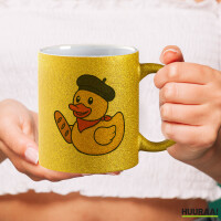 Glitzertasse Quietscheente Frankreich Gummiente Franzose 330ml