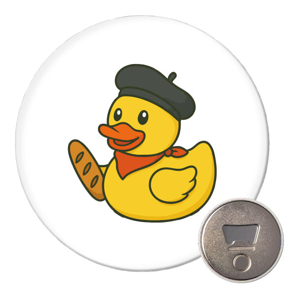 Magnet Quietscheente Frankreich Gummiente Franzose 59mm Kühlschrankmagnet Flaschenöffner