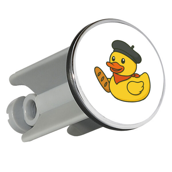 Waschbeckenstöpsel Quietscheente Frankreich Gummiente Franzose 4cm Abflussstopfen