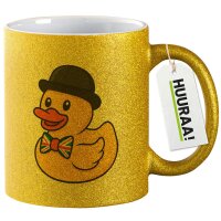 Glitzertasse Quietscheente Großbritannien Gummiente Brite 330ml