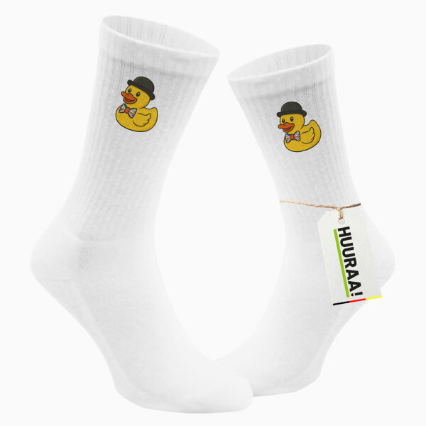Unisex Socken Quietscheente Großbritannien Gummiente Brite Größe 37/46 White Motiv Tennissocken