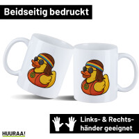 Kaffeetasse Quietscheente Hippie Gummiente Peace 330ml