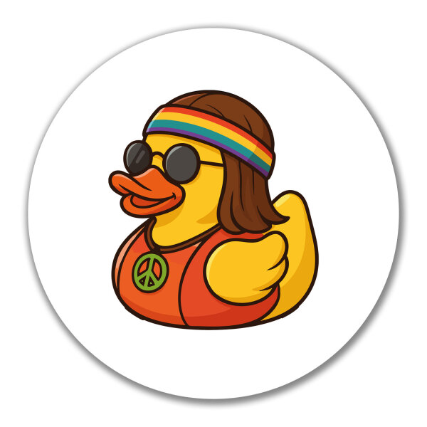 Aufkleber Quietscheente Hippie Gummiente Peace 10cm