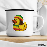 Emaille Tasse Quietscheente Reggae Gummiente Rastafari 300ml Vintage Emaille Becher