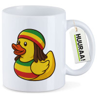 Kaffeetasse Quietscheente Reggae Gummiente Rastafari 330ml