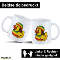 Kaffeetasse Quietscheente Reggae Gummiente Rastafari 330ml