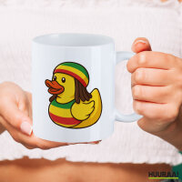 Kaffeetasse Quietscheente Reggae Gummiente Rastafari 330ml