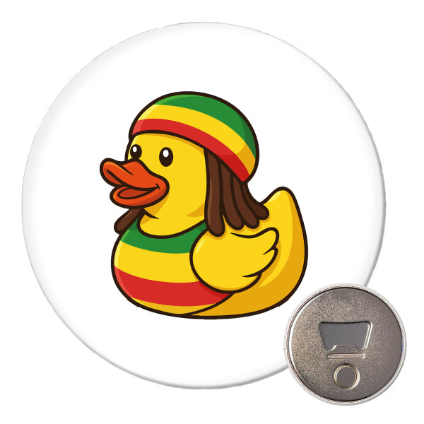 Magnet Quietscheente Reggae Gummiente Rastafari 59mm Kühlschrankmagnet Flaschenöffner