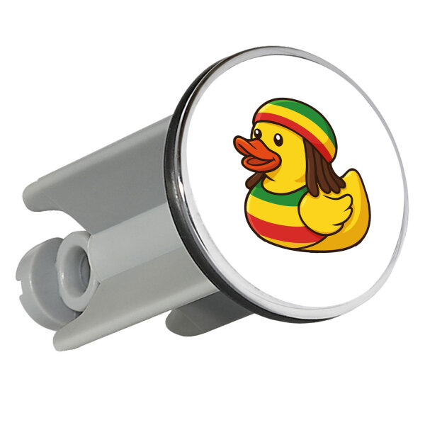 Waschbeckenstöpsel Quietscheente Reggae Gummiente Rastafari 4cm Abflussstopfen