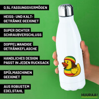 Edelstahl-Trinkflasche Quietscheente Reggae Gummiente Rastafari 500ml Wasserflasche
