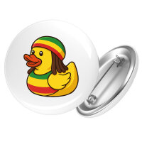 Button Quietscheente Reggae Gummiente Rastafari rund
